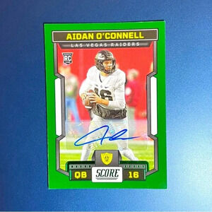 Aidan O’Connell Rookie Card Autograph Green Parallel SP 2023 Panini Score